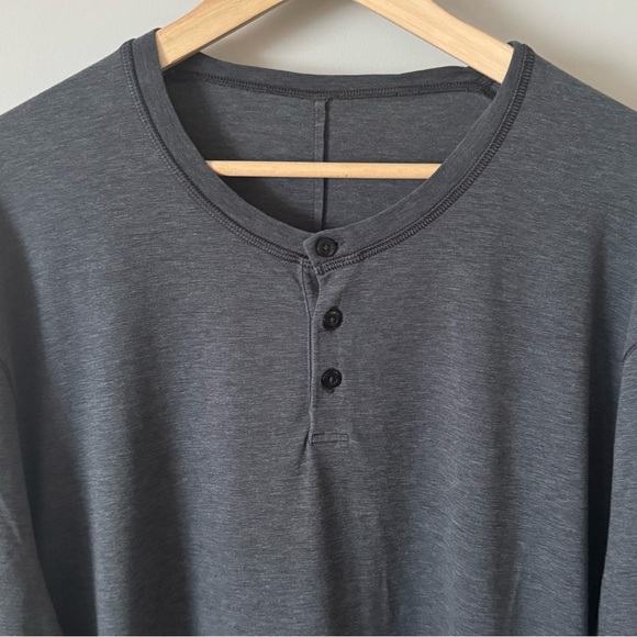 Lululemon 5 Year Basic Long Sleeve Henley XXL heathered black Grey - Picture 3 of 11